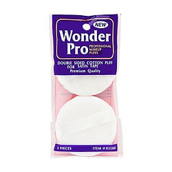 Wonder Pro Double Sided Cotton Puff With Satin Tape --2ct By Wonder
